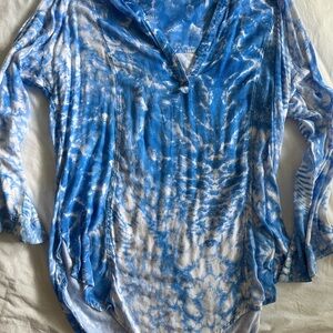 Mikoh Blue and White Tie-Dye Shirt